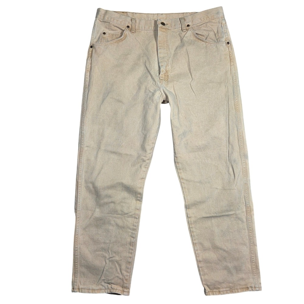 Vintage Wrangler Mens Beige‎ Denim Jeans Regular Fit 38x30 Western Casual Cowboy